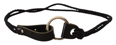 Black Leather Slim Women Waistband Metal Buckle Belt